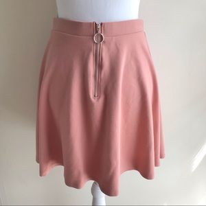 Pink Zipper front skater mini skirt